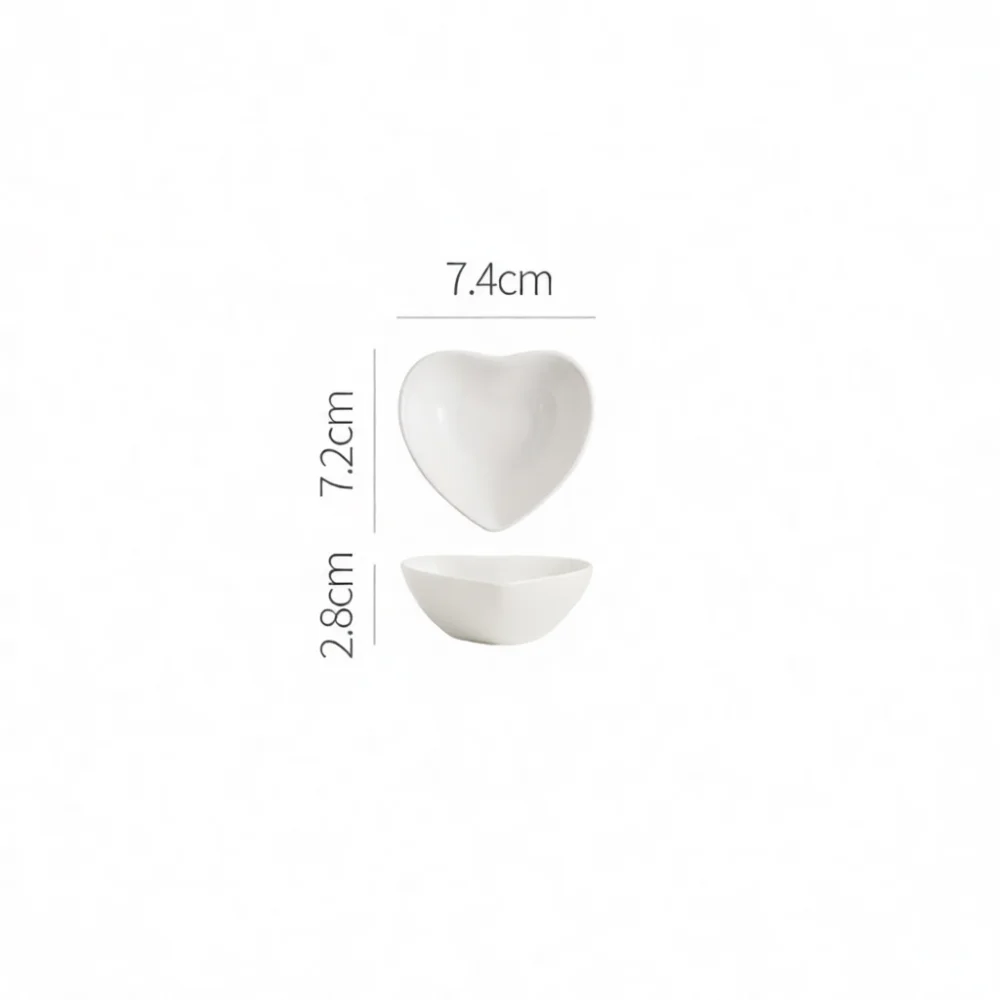 Cute Heart Design Ceramic Bowl White Dessert Container Modern Tableware For Baking Serving Home Kitchen Accessory