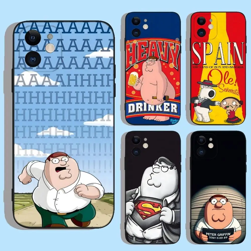 

Family G-Guy P-Peter Phone Case For iPhone 17,16,15,14,13,12,11,XS,XR,X,8,7,Pro,Max,Plus,Mini,Air,e Silicone Black Cover