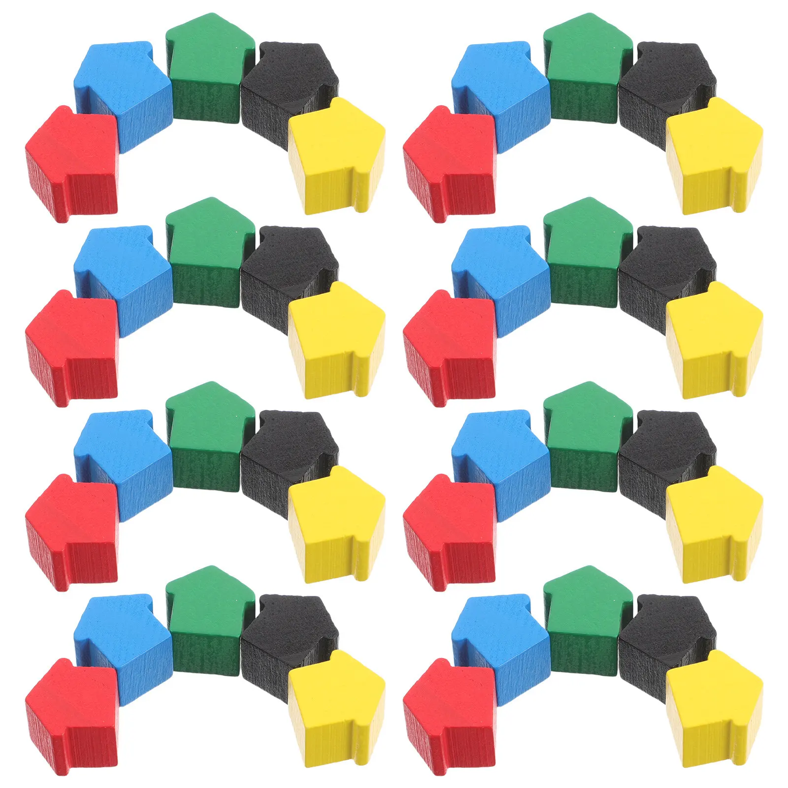 50Pcs Wooden House Game Pieces for Style Board Games Educational Strategy Play Replacement Houses Hotels Kids Adults