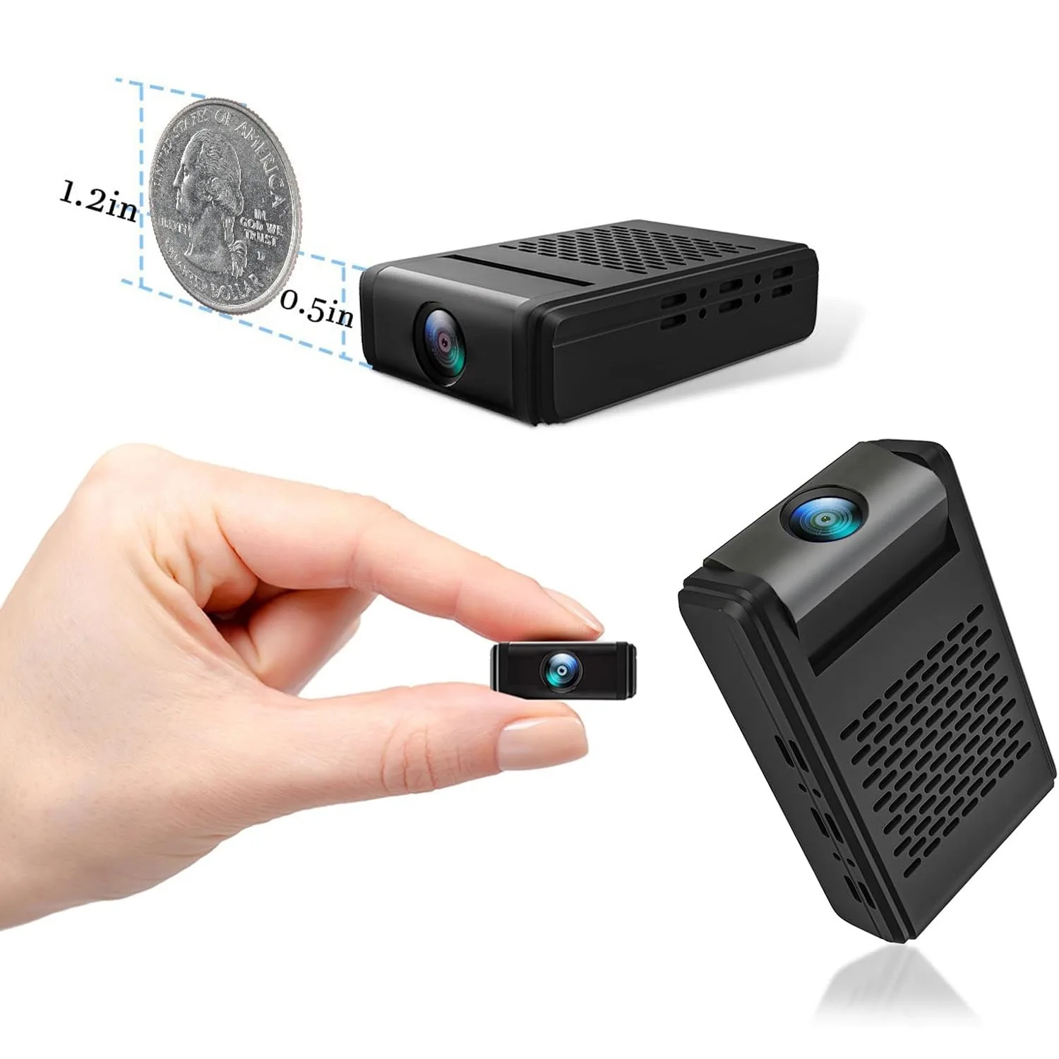 Mini Security Camera Nanny Cam with 180°Rotating Lens 4K WiFi Wireless Surveillance Recording Motion Detection Auto Night Vision