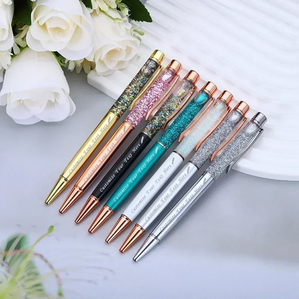 1pcs Gold Aluminum Ballpoint Pens Office Birthday Gifts Free Engraved Name Private Laser Custom Logo Personalized Custom