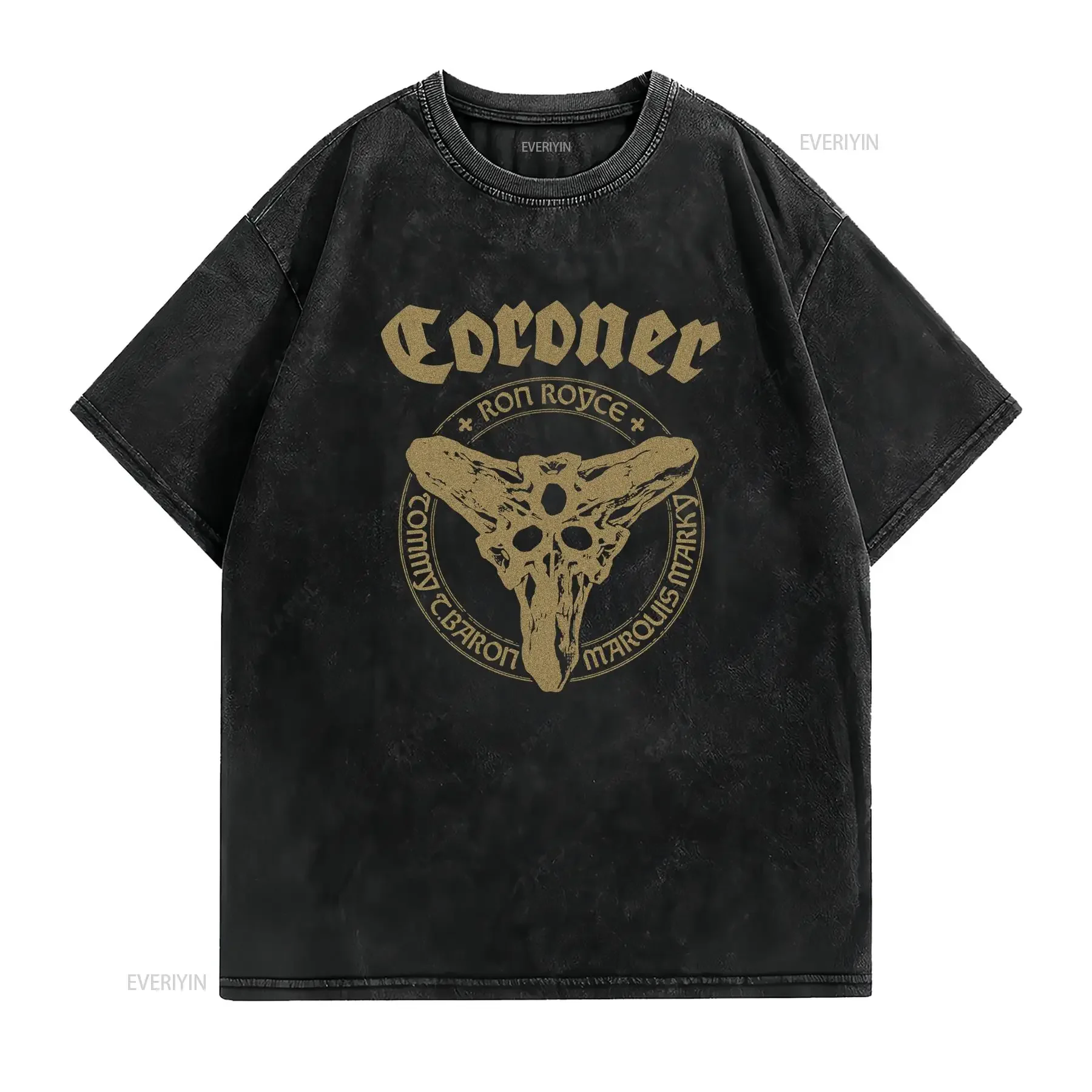 new Coroner Band Member Black T Shirt Full Size S 5XL NI1137 vintage Washed homme Stretched Stylish Unisex Slightly Soft