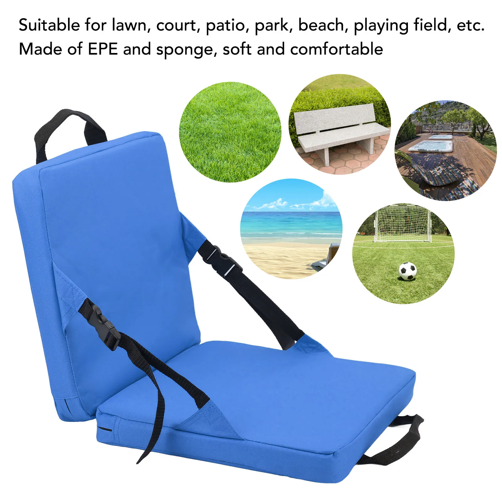 

Folding Beach Chair, Outdoor Foldable Chair with Backrest Soft Sponge Cushion Back Chair for Stadium and Beach