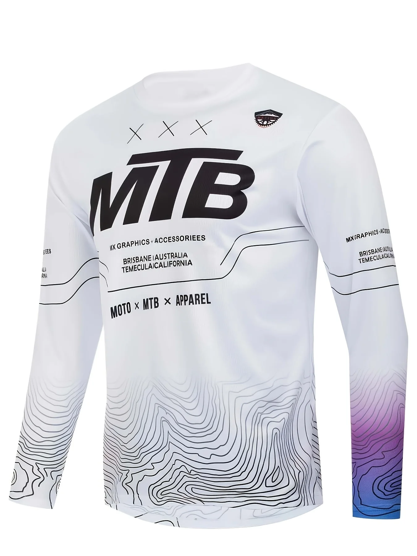 2026 Spring/Autumn MTB Printed Black Long-sleeved White T-shirt for Men and Women, Fashionable and Trendy Motorcycle T-shirt