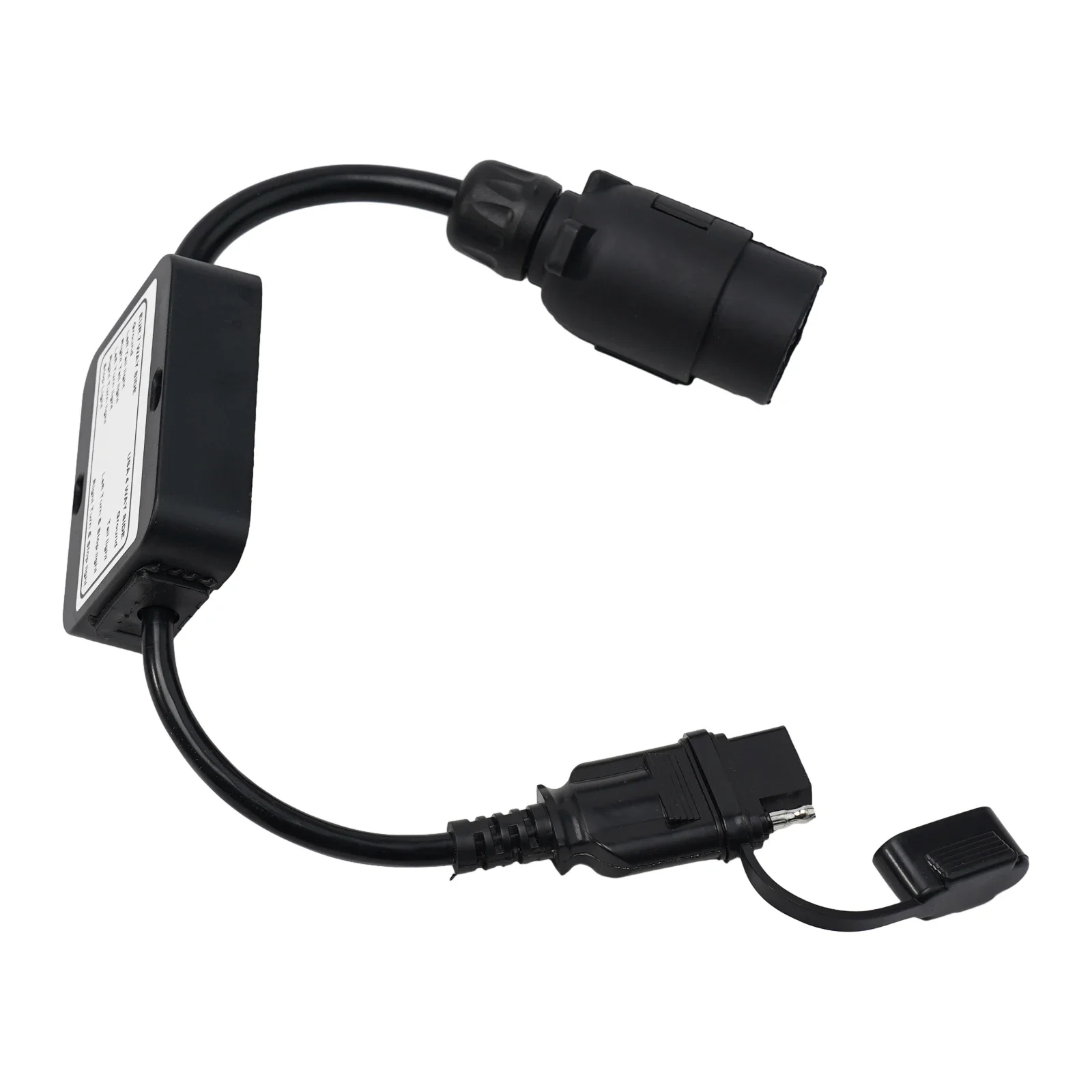 Trailer Light Conversion Adapter for European 7-Pin Round Vehicle to 4-Pin Flat Trailer with Dust Cover on 4-Pin Side