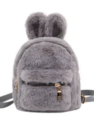 2022 Children School Hare Backpack Plush Faux Fur Rabbit Ears Kids Bag for Girls Kawaii Kindergarten Shoulder Mini Backpacks