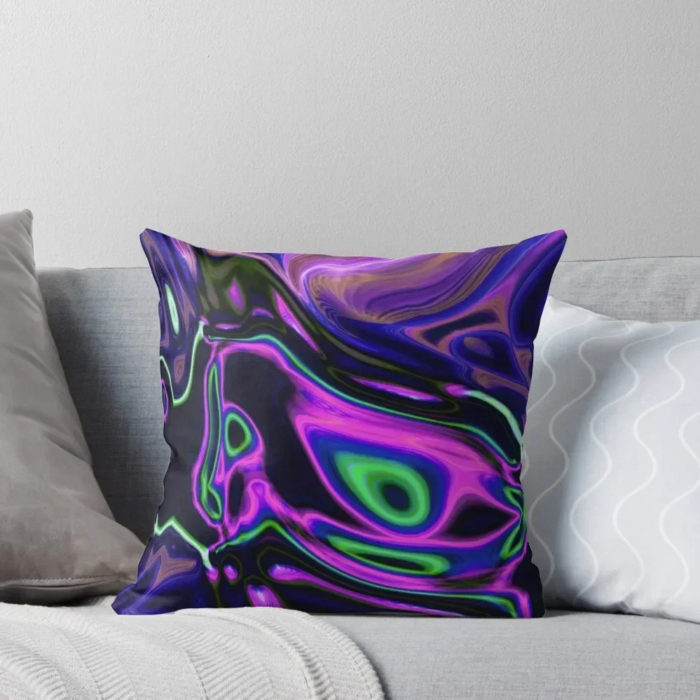 

1980s modern girly abstract green purple marble swirls Throw Pillow Luxury Pillow Cover christmas decorations 2025 pillow