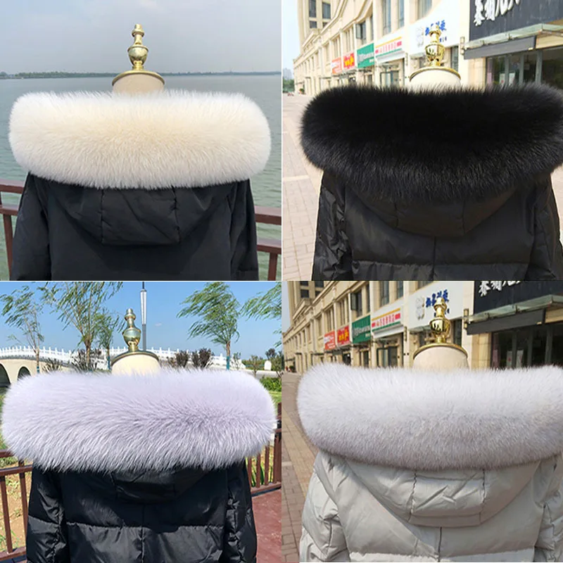 Women Real Fox Fur Collar Shawl Luxury Fur Scarves Shawl Women Natural Fur Collar Black Fur Collar Neck Warmer Fur Scarf Shawls