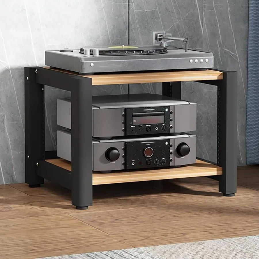 2/3/4/5-Tier AV Media Stand, Stereo Rack with Wooden Shelves