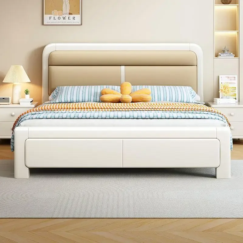Fabric Master Nordic Double Bed Storage Bedroom Wedding White Double Bed Modern Camas Moderrnas Inteligentes Luxury Furniture