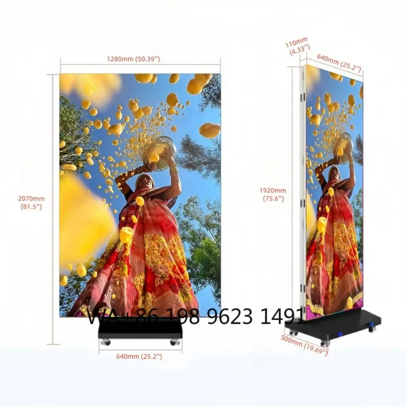 FullGOB LED Poster Screen P1.86 P3 Three-fold Indoor Large Display Board for Shopping Mall Event Digital Advertising Signage