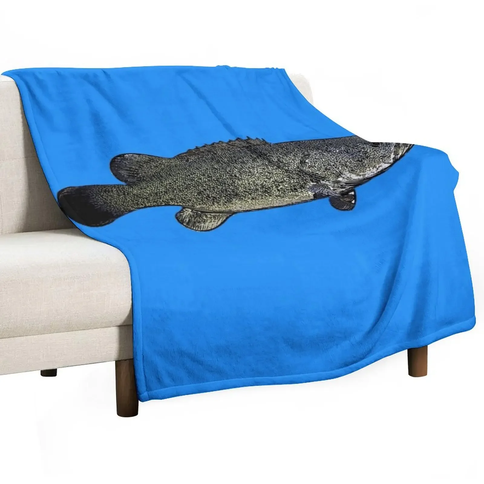 

Murray Cod Black Alternate Design Throw Blanket Luxury St Sleeping Bag funny gift Blankets