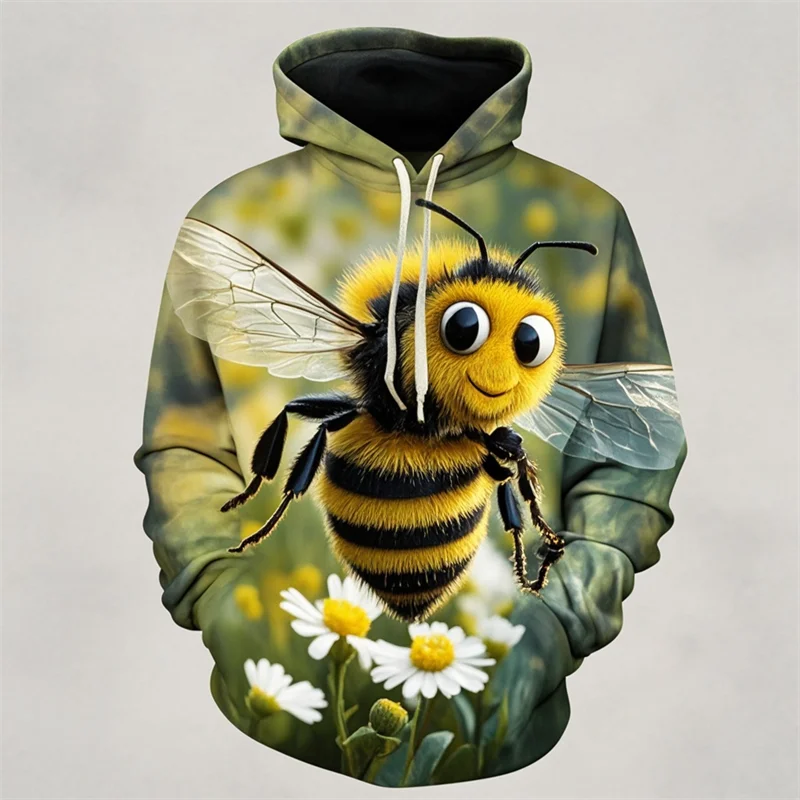 Novelty Bee Flower Graphic Hoodies Men Women 3D Printed Sweatshirt Funny Harajuku Y2K Oversized Hoodie Fashion Little Bee Tops