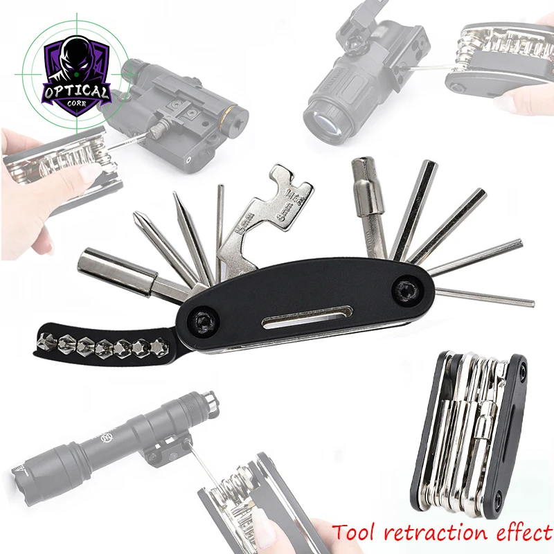 

Metal Multi Function Combination Tool Tactical Equipment Maintenance Folding Screwdriver Socket Screw Wrench Set Bicycle Tools