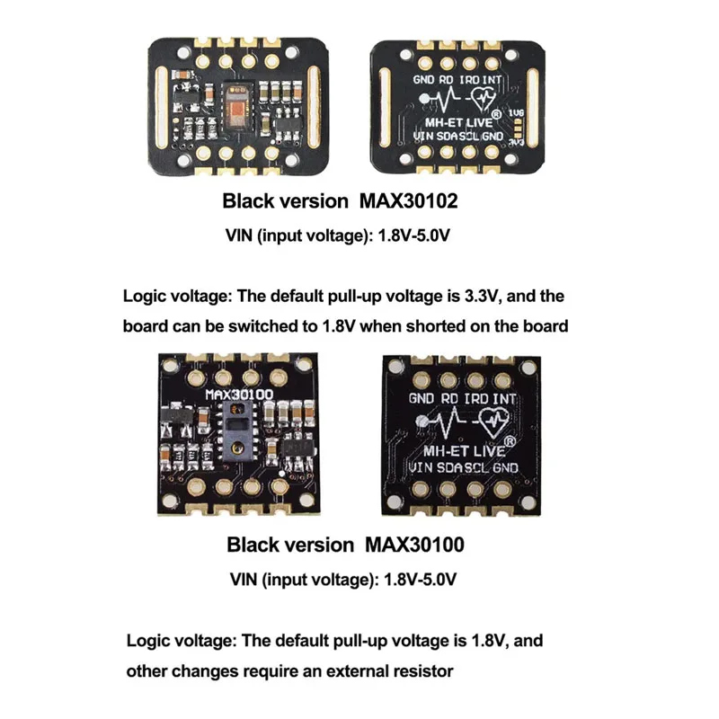 1PCS LIVE MAX30100 MAX30102 Heart rate Sensor Module Puls detection Blood oxygen concentration test For Arduino Ultra-Low Power