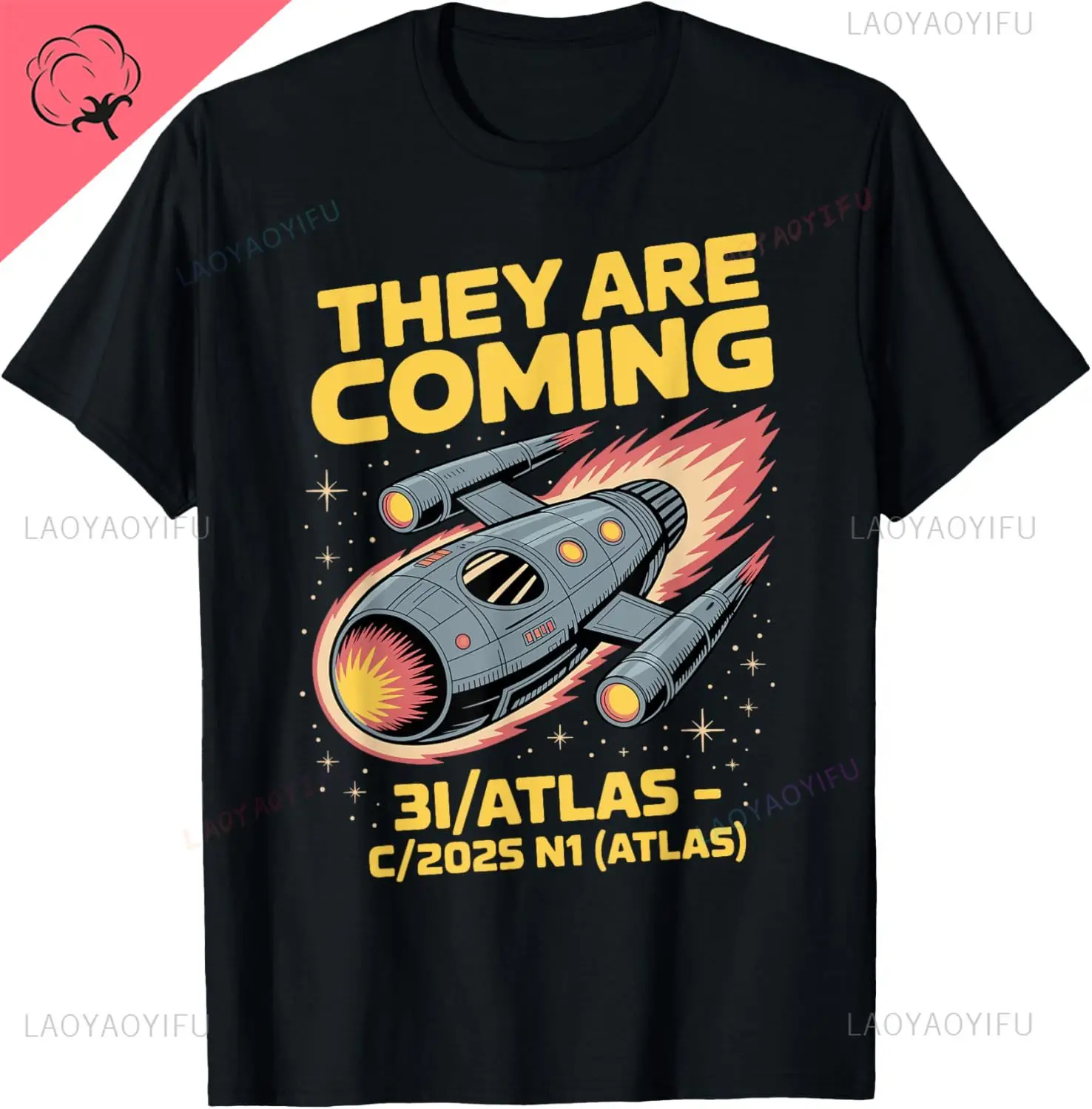 3I/أطلس C/2025 N1 سفينة الفضاء المذنب 2025 مضحك الغريبة وصول تي شيرت Y2k Harajuku القطن قميص قمصان الشارع الشهير #2