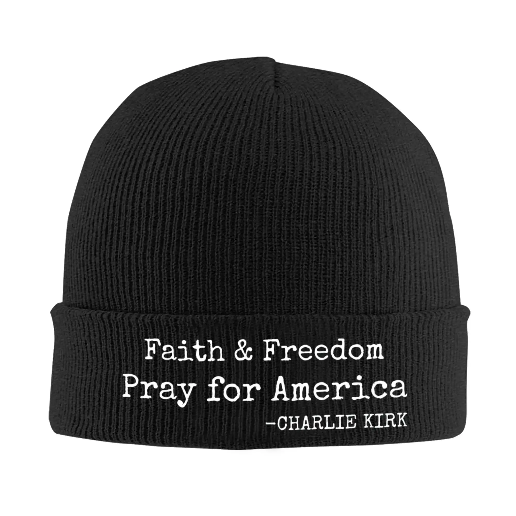 Faith Freedom Pray for Charlie Kirk Knitted Hat Autumn Winter Beanie Baggy America Caps Female Male Acrylic Casual Bonnet