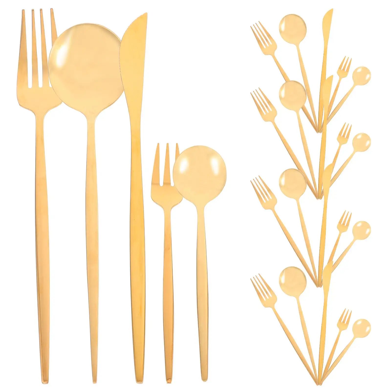 

30 Pieces Fork Spoon Set Stainless Steel Cutlery Dinner Party Supplies Reusable Silverware Kit