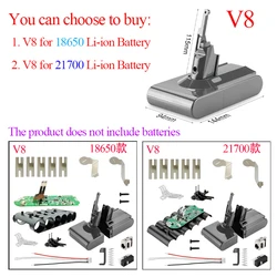 Akumulator litowo-jonowy obudowa z tworzywa sztucznego ładowania obwód ochronny kartonowe pudełko powłoki dla Dyson V8 21.6V absolutny odkurzacz dla zwierząt SV10