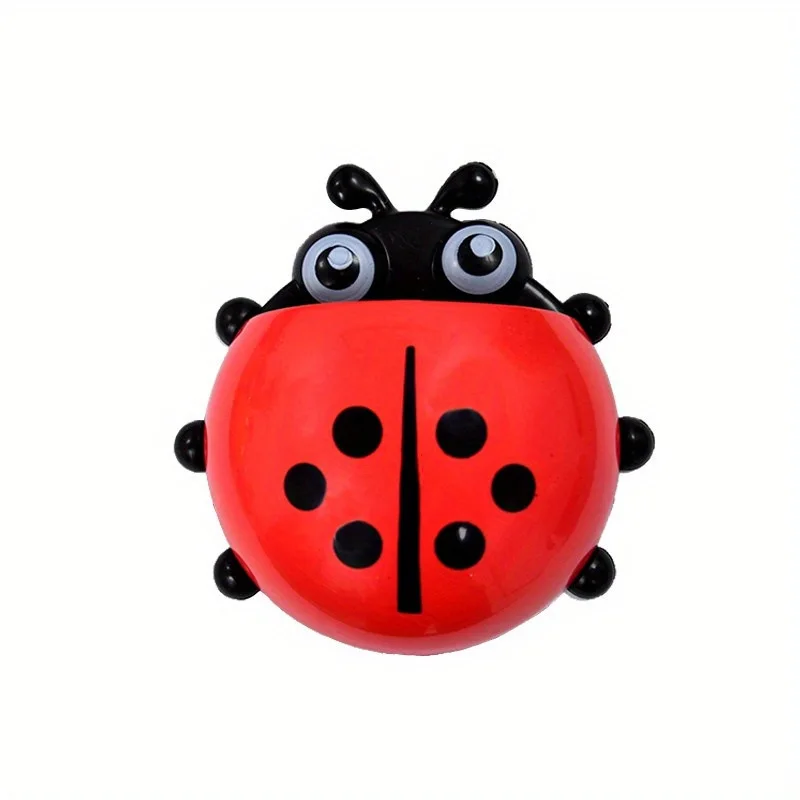 1pc Cute ladybug toothbrush holder in the bathroom, creative suction cups, toothbrush and toothpaste storage rack