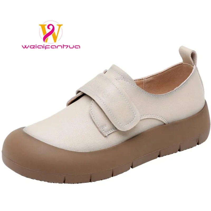 

Women's Shoes 2026 New Style Genuine Leather Women's Single Shoes, Thick-soled Retro Boken Shoes, Flat Loafers for Women