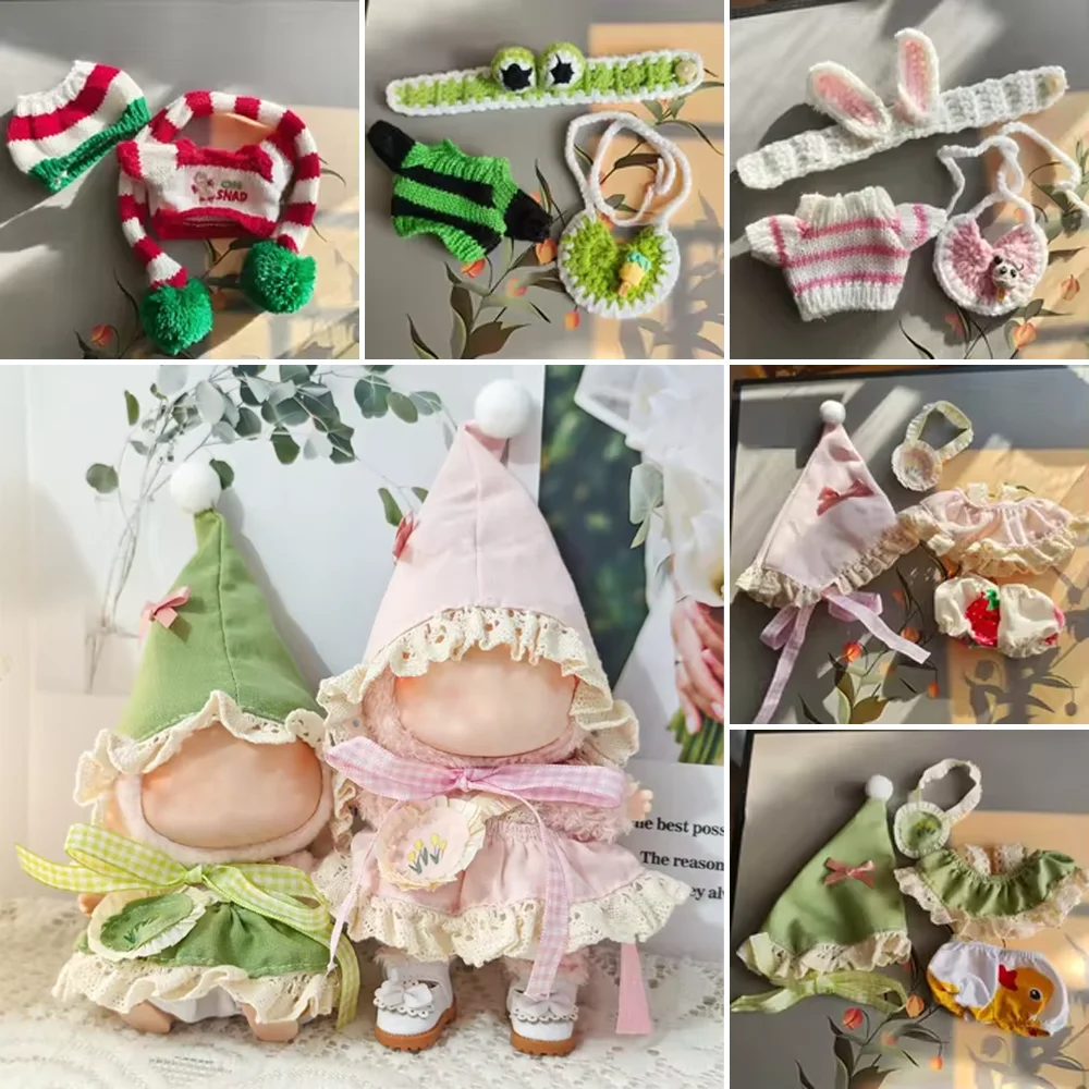

17 см плюшевая кукла, дизайнерская одежда, брюки на бретелях, мини-кукла, аксессуары для одежды, милая вязаная кукольная одежда, нарядные игрушки