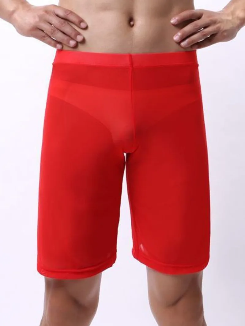 

Мужские сетчатые брюки средней длины с текстурой ледяного шелка, сексуальные брюки, мужские повседневные стильные прозрачные сетчатые однотонные мягкие брюки, модные LN9U