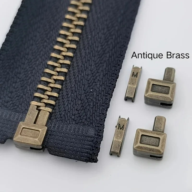 Set Premium Metal Zipper Heads Gold Silver Bronze Black - Durable Smooth for DIY Clothing Luggage Repair image 6