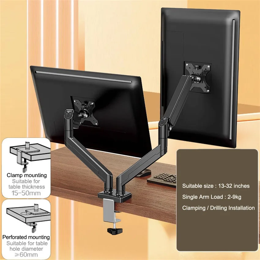 

Monitor Arm Bracket Dual Monitor Arm dual-mount monitor arm For 13-32" Screen Desk Table Pneumatic Arm Stand Display