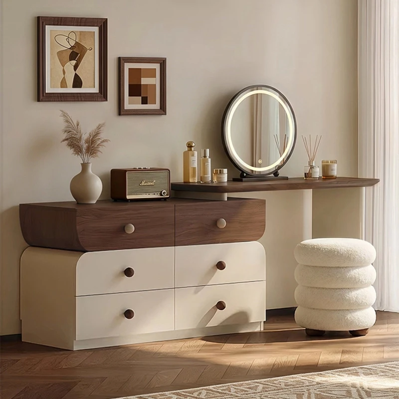 Modern Luxury Vanity Table Bedroom Makeup Storage Drawers Wood Dressing Table Comfortable Beauty Penteadeira Trendy Furniture