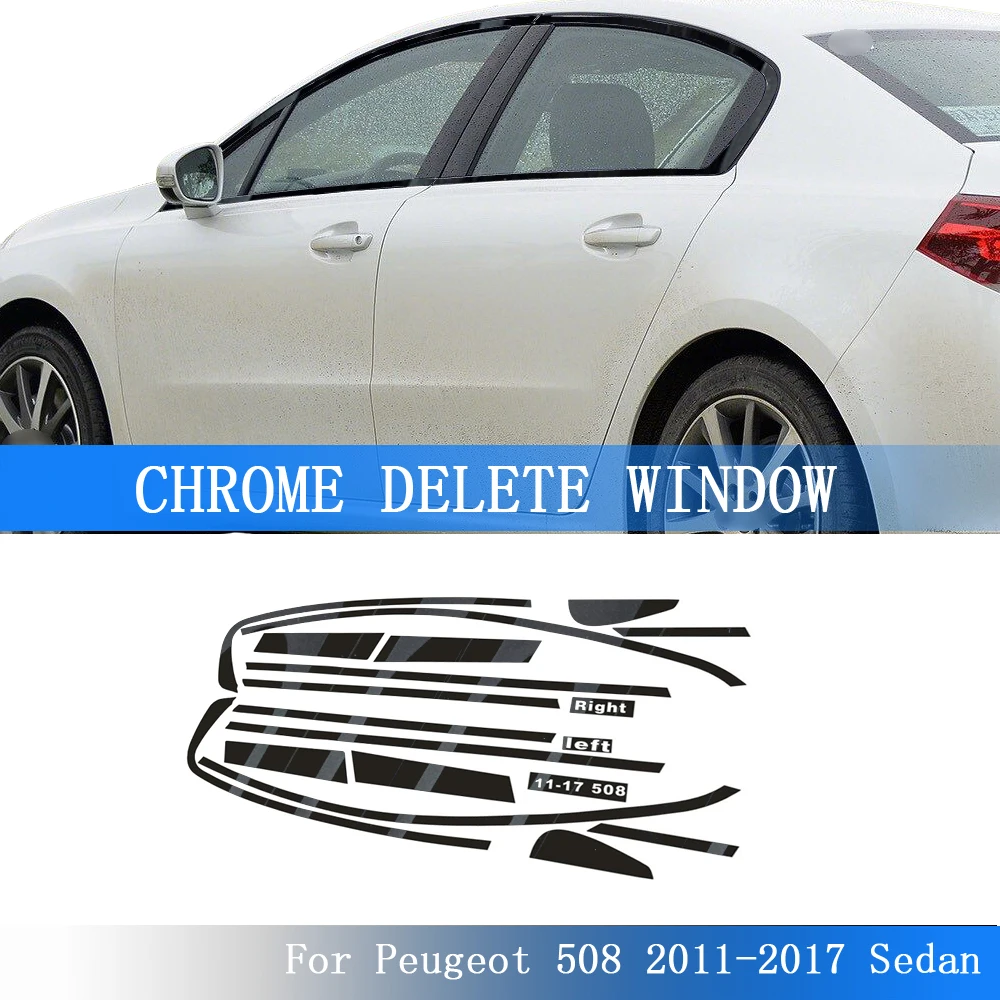

Glossy Black PVC Car Window Decorative Strip Sticker for Peugeot 508 2011-2017 Exterior Protection Accessory