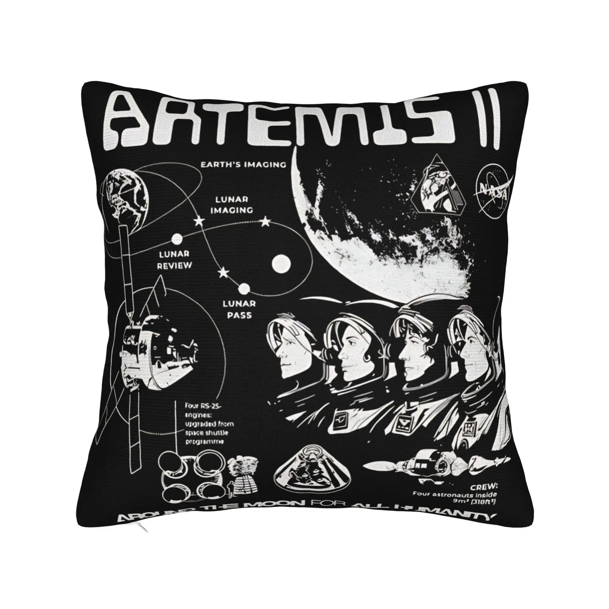 Decorative Pillow Covers Artemis II Mission To The Moon 2026 Artemis 2  Living Room Throw Pillow Case Cover Zippered Multi-Size