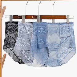 Women's Panties Large Sizes with High Waist Sexy Thin Transparent Women Lace Panties Summer Plus Size Female Underwear 3XL