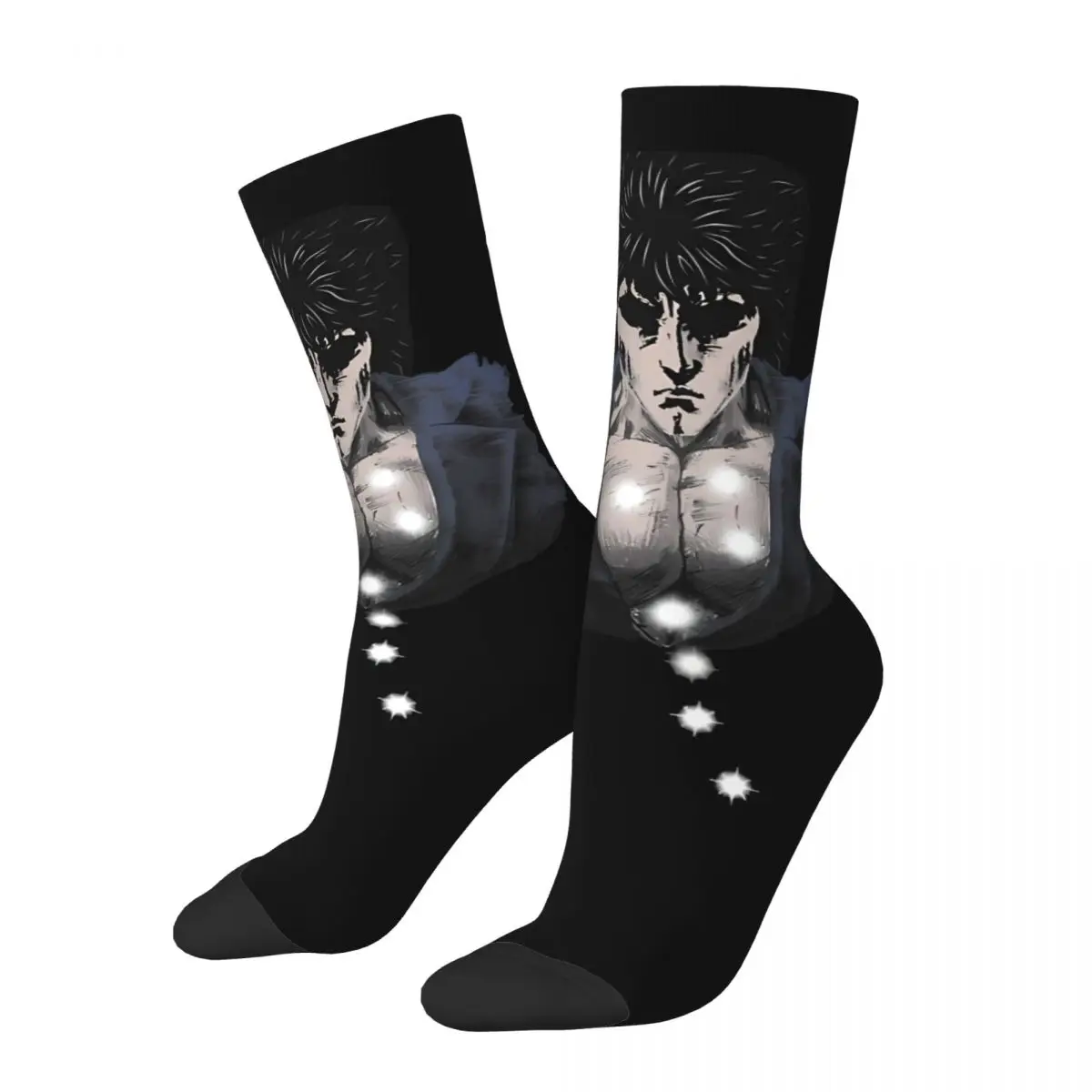 Funny Happy Men's compression Socks Awesome Retro Harajuku Fist Of The North Star Hip Hop Novelty Pattern Crew Crazy Sock Gift