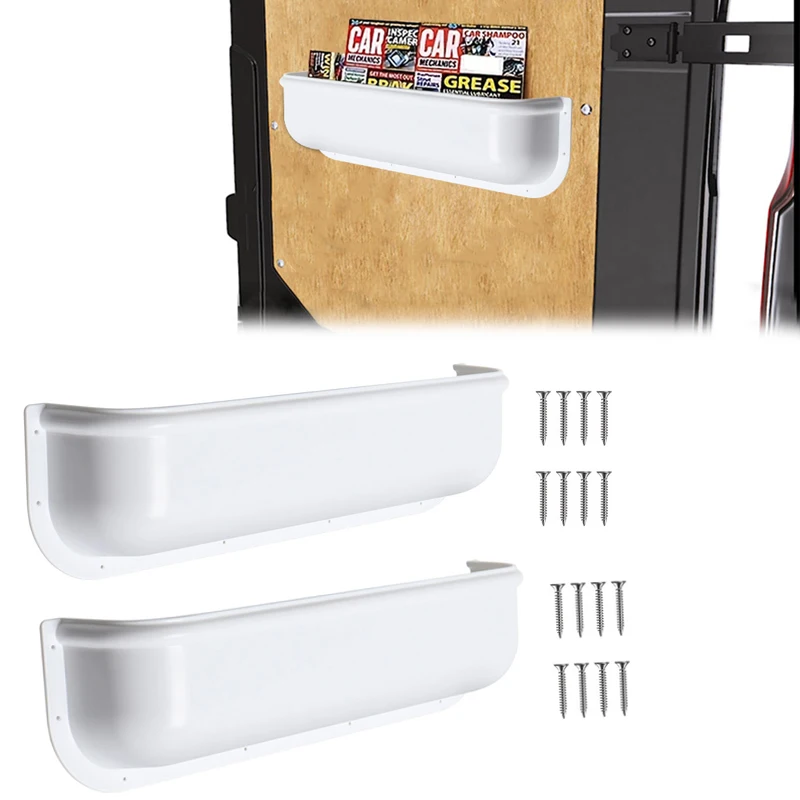 1/2PCS White Universal Car Storage Pocket Shelf Racking Tool Storage For Van Caravans Barn Door Interior Storage Car Accessories