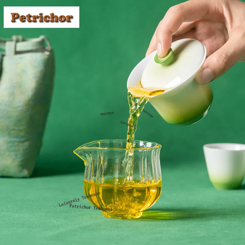 

Gradient Green Travel Tea Set Kit Creative 1 Bowl 3 Cups Tea Maker Organizer Portable Camping Tote Bag Accessories Collection