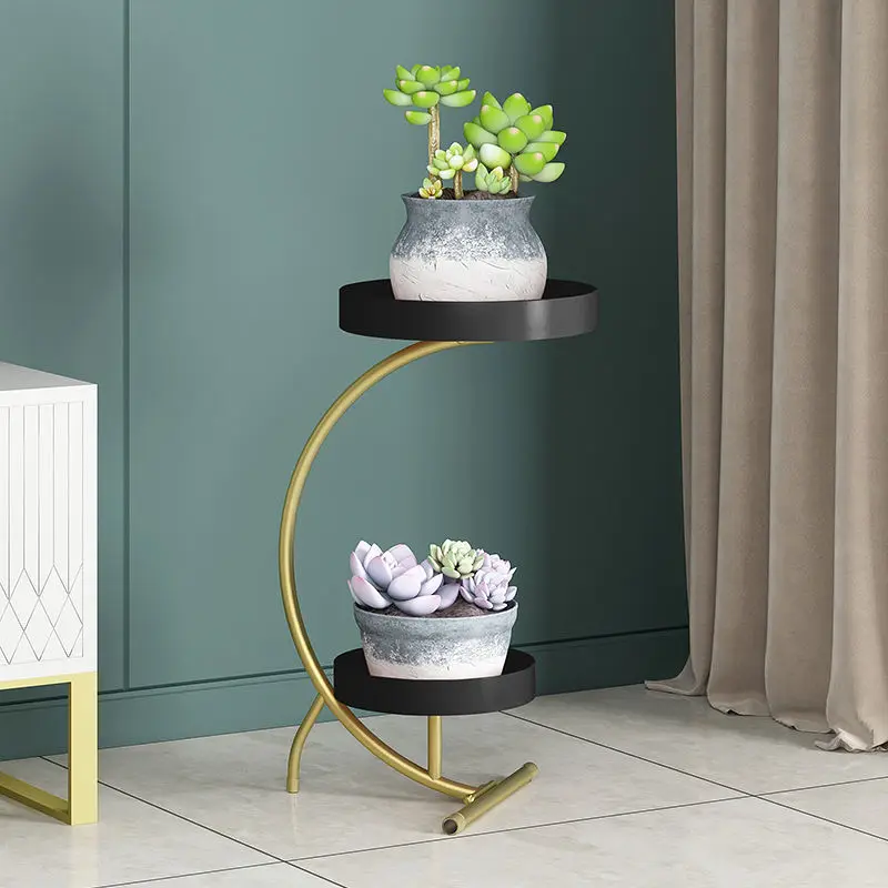 Nordic Flower Shelf Rack Living Room Indoor TV Next To The Balcony Floor-To-Ceiling Luxury Iron Coffee Table Flower Pot Rack