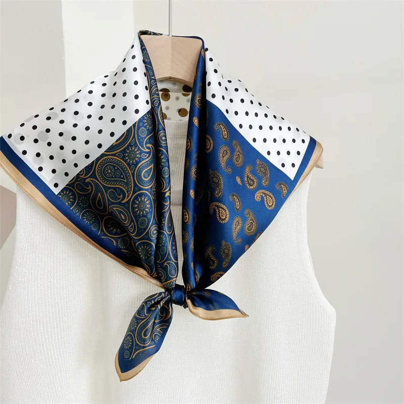 100% Mulberry Silk Scarf 65x65cm Small Square Silk Twill Scarf Women Luxury Designer Print Head Scarf Hair Bandana Neckerchief