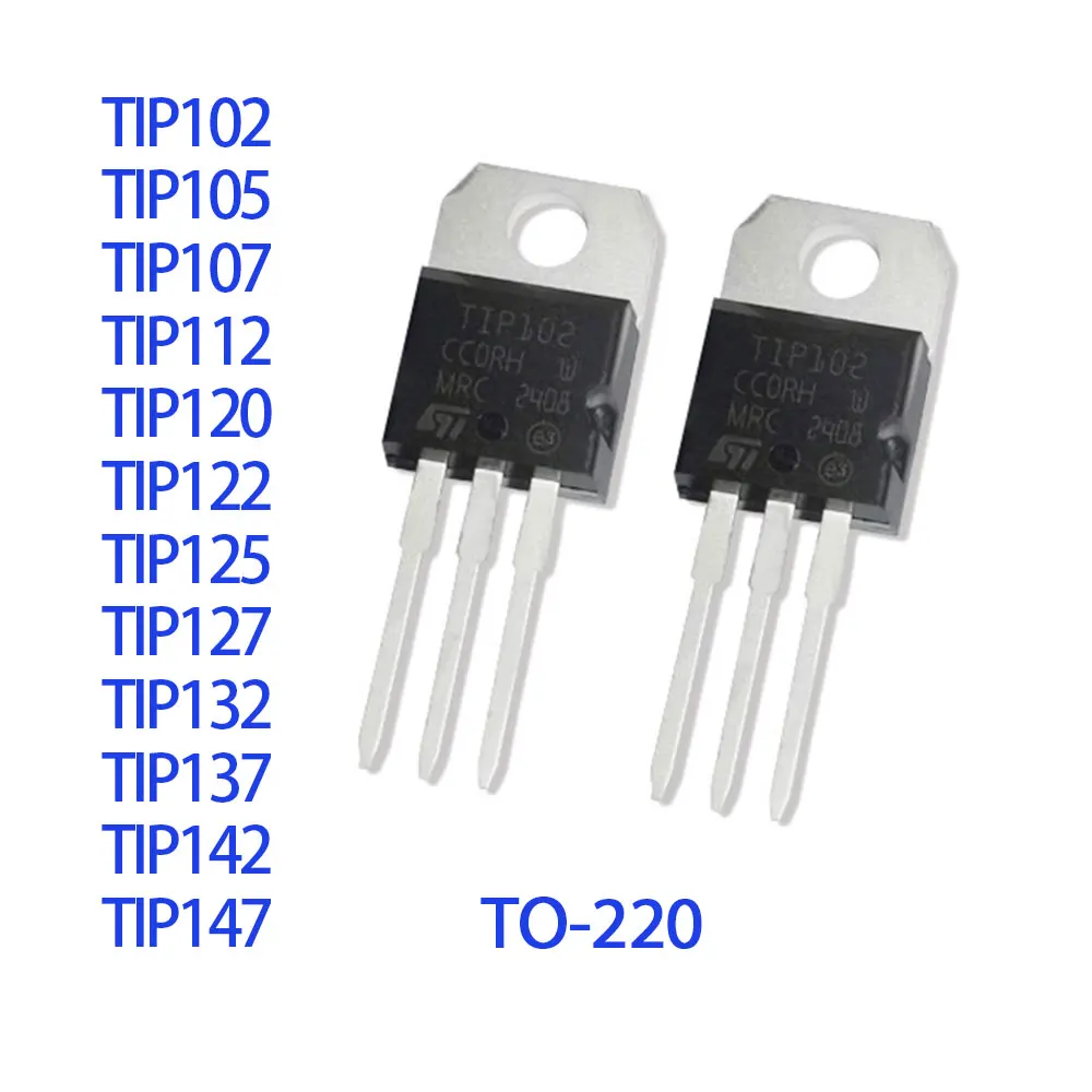10PCS TIP102 TIP105 TIP107 TIP112 TIP120 TIP122 TIP125 TIP127 TIP132 TIP142 TIP147 TO220