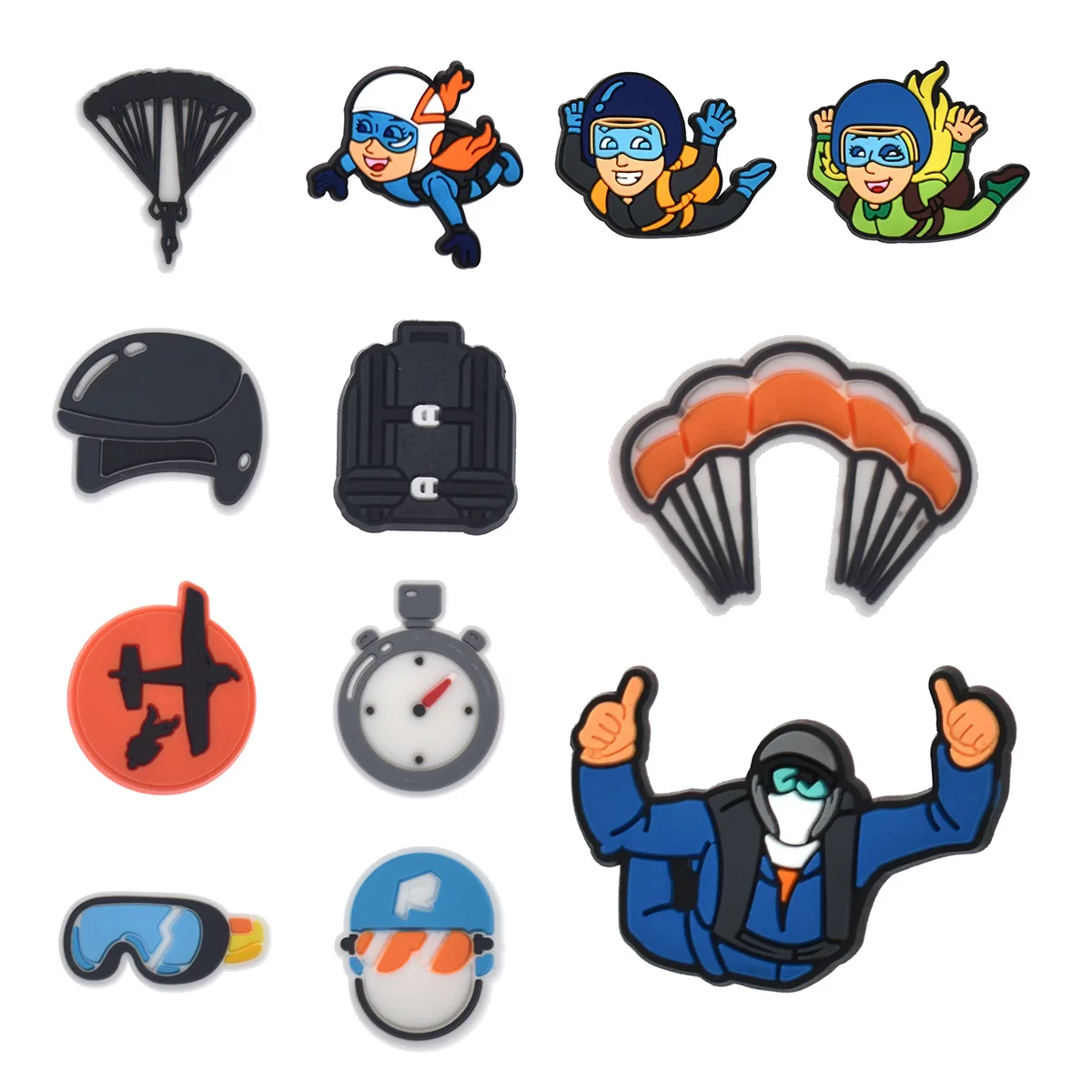 Personalized Decor Hot Cute Skydiving PVC Shoe Charms Easy To Use Removable Decor For Clogs Great Gift For Sport Lovers