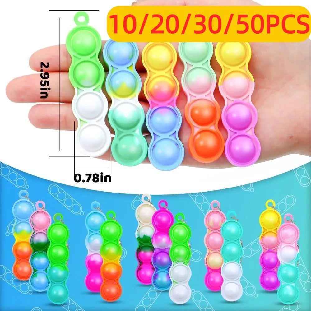 10/20/30/50PCS Mini Keychain  Push Bubbles Fidget Toys Stress Relief Sensory Toys Children Classroom Prizes Gifts New