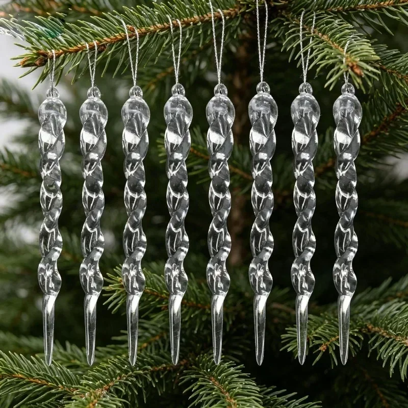 Transparente Acryl-Eiszapfen-Ornamente für Weihnachtsdekoration Kristall-Hängeanhänger Eiszapfen-Tropfen Weihnachtsbaum Hochzeits-Party-Zubehör – Detail 5
