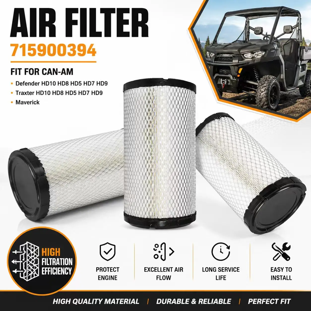 715900394 Air Filter Fit for Can-Am Defender Traxter HD5 HD7 HD8 HD9 HD10 Maverick UTV