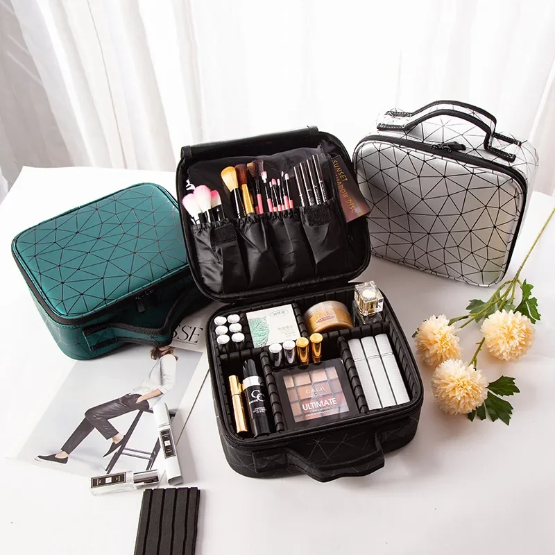 Cosmetic Case Waterproof Partition Make Up Bag Large Capacity PU Portable Storage Box Wholesale Necessarie Feminina