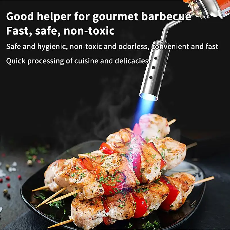 Butane Gas Torch Adjustable Flame Refillable Blow Torch for Searing Cooking BBQ Kitchen Chef Tool