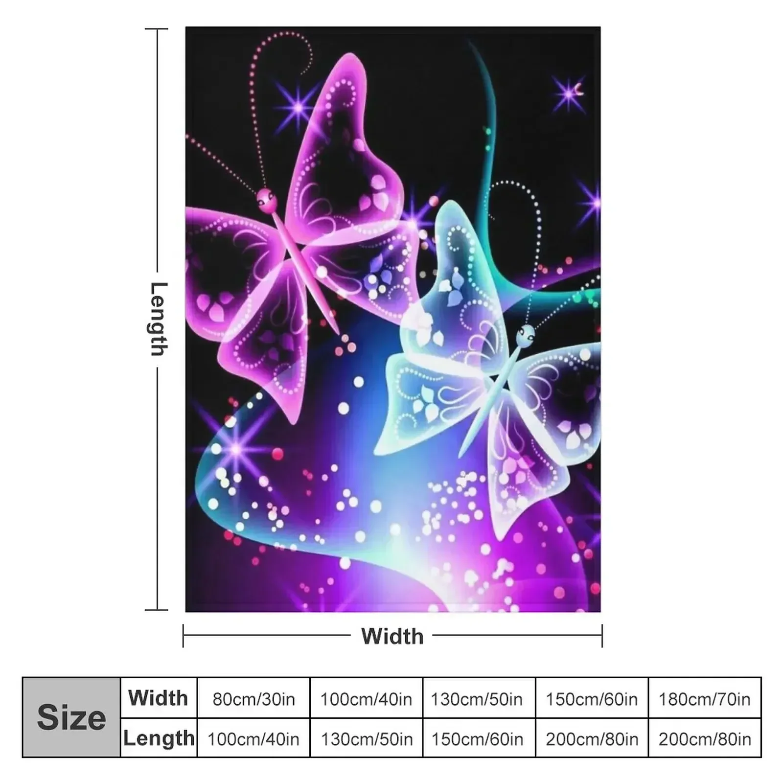 Glowing Neon Butterflies Throw Blanket Winter beds Softest warm winter funny gift Blankets