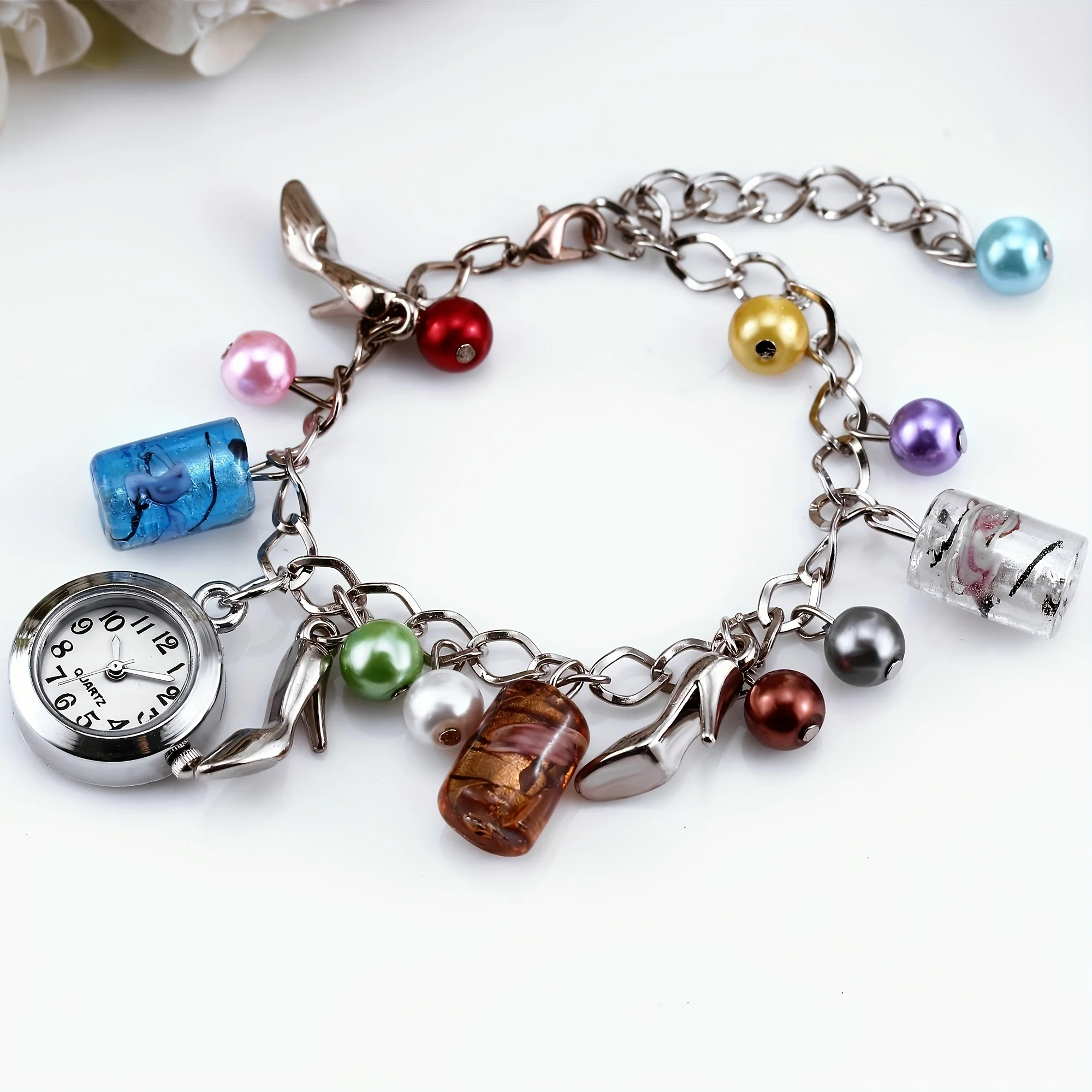 Men's and Women's Couple Bracelet Watch Colorful Glass Bracelet Cartoon Internet Celebrity Length Adjustable