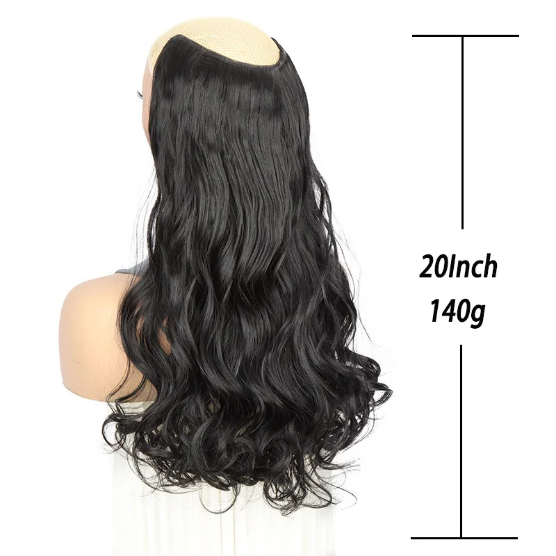 Extensión de Cabello Sintético de 20 Pulgadas con 4 Clips, Rizada en V, Invisible, para Fiestas 2