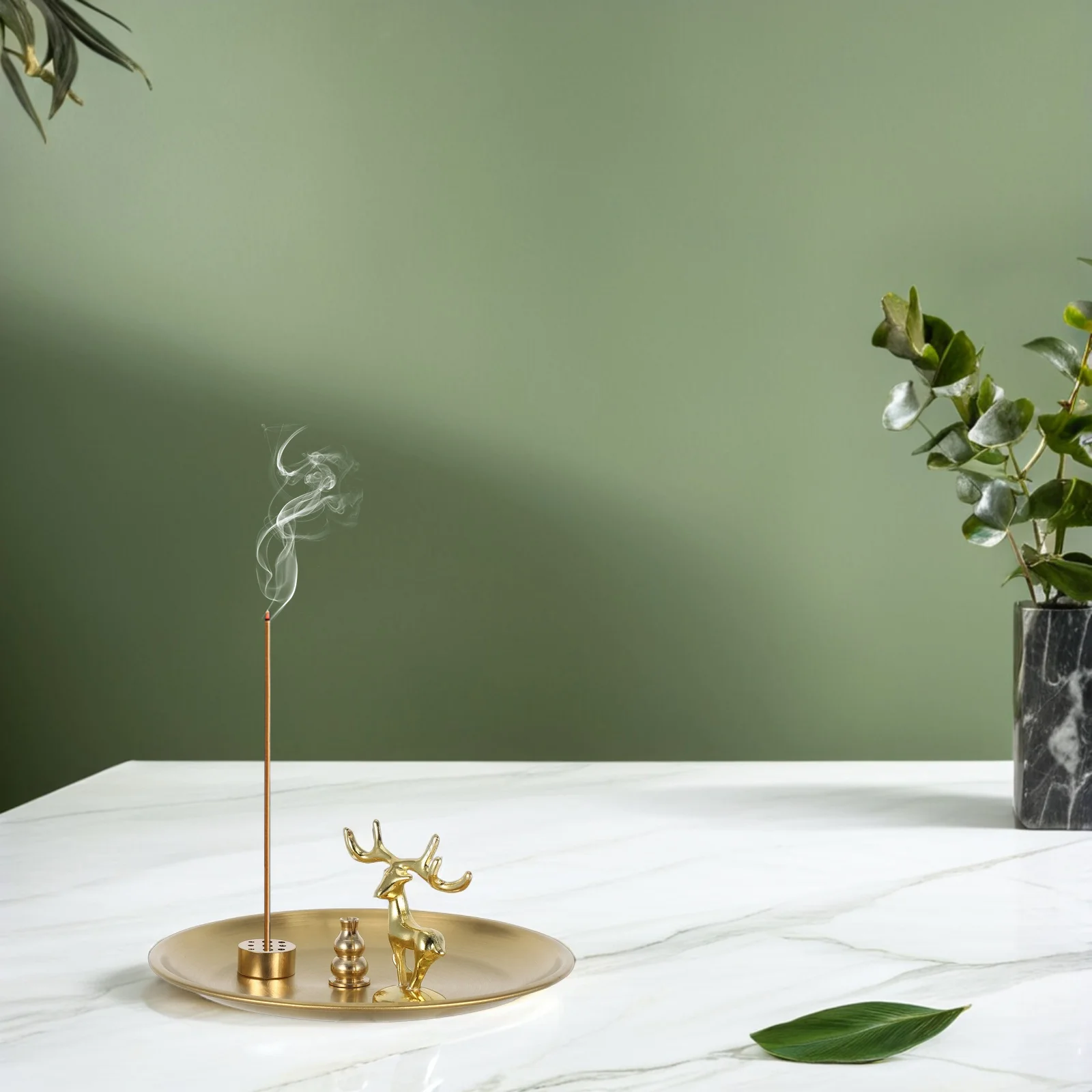 

1Set Metal Incense Burner Gourd Holes Stable Ash Catcher for Yoga Meditation Spa Bedroom Living Room