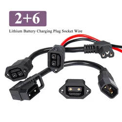 2+6 E-bike Lithium Battery Connector Replacement Charging Plug Socket 8 Pin with Wire Electric Vehicle Charger Connector Adapter